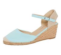 Lora Dora Sandali con zeppa in iuta da donna con memory foam, tacco medio a slingback, espadrillas di moda con cinturino alla caviglia, scarpe estive, Verda Menta, 38 EU