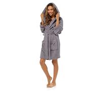 Lora Dora Vestaglia da Donna Vestaglia Corta di Lusso con Cappuccio per Ragazze Adolescenti Vestaglia in Pile Loungewear Regalo Grigio Grande
