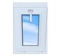 LORAC | Finestra in PVC bianca, 400x600 mm, finestra standard con vetro doppio, a risparmio energetico, finestra per cantina con certificazione CE, ideale per ambienti domestici e cantine