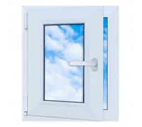 LORAC | Finestra in PVC bianca, 500x600mm, DIN Sinistra, inclinabile e apribile, doppio vetro, a risparmio energetico - Finestra con certificato CE per cantina e appartamento