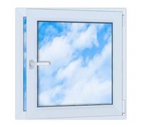 LORAC | Finestra in PVC bianca, 800x800mm, DIN Destra, inclinabile e apribile, doppio vetro, a risparmio energetico - Finestra con certificato CE per cantina e appartamento