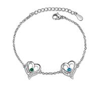 lorajewel Bracciale Cuore Personalizzato Bracciale con 1-5 Nomi Stone Bracciale Madre Figlia Regali personalizzati per mamma, moglie, migliore amica Natale, Festa della Mamma (2 name)