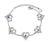 lorajewel Bracciale Cuore Personalizzato Bracciale con 1-5 Nomi Stone Bracciale Madre Figlia Regali personalizzati per mamma, moglie, migliore amica Natale, Festa della Mamma (5 name)