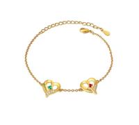 lorajewel Bracciale Cuore Personalizzato Bracciale con 1-5 Nomi Stone Bracciale Madre Figlia Regali personalizzati per mamma, moglie, migliore amica Natale, Festa della Mamma (Oro-2 name)