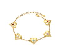 lorajewel Bracciale Cuore Personalizzato Bracciale con 1-5 Nomi Stone Bracciale Madre Figlia Regali personalizzati per mamma, moglie, migliore amica Natale, Festa della Mamma (Oro-5 name)