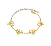 lorajewel Bracciale Cuore Personalizzato Bracciale con 1-5 Nomi Stone Bracciale Madre Figlia Regali personalizzati per mamma, moglie, migliore amica Natale, Festa della Mamma (Oro-4 name)