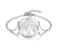 lorajewel Bracciale Donna Personalizzato Bracciale Cuore Infinito Argento Bracciale Personalizzato con Nome Stone Regali per la Mamma, Moglie Festa della mamma Natale San Valentino (albero della vita)