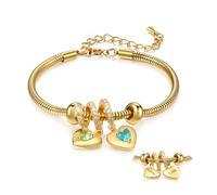 lorajewel Bracciale Donna Personalizzato con Nome Pietra di nascita Bracciale a Cuore Regalo per Mamma Moglie Nonna Regali per Natale Festa della mamma (Oro-2 nome)