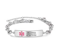lorajewel Braccialetto di allarme medico personalizzare Bracciale da uomo e donna Nastro Braccialetto di rame SOS di emergenza Festa del papà Festa della mamma Regalo (4#)