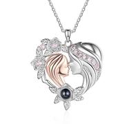 lorajewel Collana di Proiezione Personalizzata Collana con Foto Dentro Collana di Coppia Regali Personalizzati per mamma, figlia, moglie, fidanzata, amica (Mamma Figlia#1)