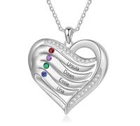 lorajewel Collana Donna Argento 925 Collana Personalizzata con nome e pietra di nascita Collana dell'amore Regalo per la festa della mamma San Valentino Natale (Argenteo-4)