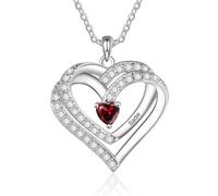 lorajewel Collana Donna Argento 925 Collana Personalizzata con nome e pietra di nascita Collana dell'amore Regalo per la festa della mamma San Valentino Natale (1 STONE)