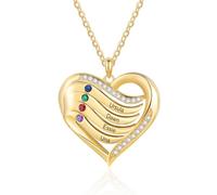 lorajewel Collana Donna Argento 925 Collana Personalizzata con nome e pietra di nascita Collana dell'amore Regalo per la festa della mamma San Valentino Natale (Oro-4)