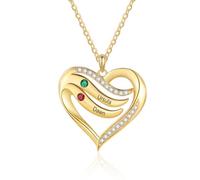 lorajewel Collana Donna Argento 925 Collana Personalizzata con nome e pietra di nascita Collana dell'amore Regalo per la festa della mamma San Valentino Natale (Oro-2)