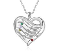 lorajewel Collana Donna Argento 925 Collana Personalizzata con nome e pietra di nascita Collana dell'amore Regalo per la festa della mamma San Valentino Natale (Argenteo-5)