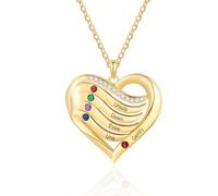 lorajewel Collana Donna Argento 925 Collana Personalizzata con nome e pietra di nascita Collana dell'amore Regalo per la festa della mamma San Valentino Natale (Oro-5)