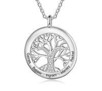 lorajewel Rosa Eterna con Collana Argento 925 - Cuore Collana Personalizzata per Donna con Nome Pietra portafortuna - Regalo per Natale, San Valentino, Festa della Mamma,Compleanno (Tree)