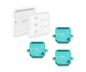 LoraTap Comando 3 Tapparelle: 1 Telecomando 3 Motori Senza Ricablaggio 230V | Singolo o tutti - Niente Wi-Fi o app - Interruttori mantenuti - Veneziana/Tenda da sole/Aprifinestra