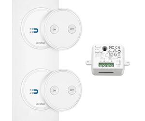 LoraTap Interruttore con Telecomando 220V 230V, Kit Wireless 2 Telecomandi + 1 Ricevitore RF 10 A, Interruttore Luce Senza Fili ON/OFF a Muro, Portata 200 m, Installazione Facile