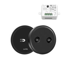 LoraTap Interruttore Luce Senza Fili, Interruttore Luci Mobile + Ricevitore a Relè Radio Telecomando On/Off Switch Wireless per Lampade e Apparecchi Elettrici, No WiFi, No App, Telecomando Colore Nero