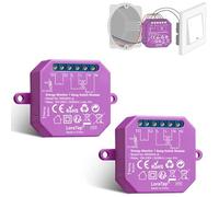 LoraTap Interruttore WiFi 5A con Misuratore di Consumo Elettrico, Smart Modulo Timer Funziona in Parallelo con Interruttore Originale, Compatibile con Alexa, 2pz Relè 1150W