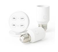 LoraTap Portalampada Wireless con Telecomando, Doppio Attacco E27, Confezione da 2 con Telecomando a 4 Pulsanti, ON/OFF Indipendente per Lampade da Soffitto, Armadi & Lampade a Catenella, 60W Max