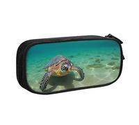 Lord Howe Island Sea Turtle Astuccio per matite con stampa di tartaruga marina, astuccio per trucchi e gioielli, portatile, da viaggio, nero, Nero , Taglia unica, Astuccio portamatite