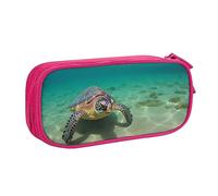 Lord Howe Island Sea Turtle Astuccio per matite con stampa di tartaruga marina, astuccio per trucchi e gioielli, portatile, da viaggio, nero, rosa, Taglia unica, Astuccio portamatite