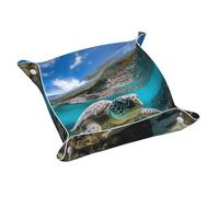 Lord Howe Island Sea Turtle Print vassoio portaoggetti in pelle pratica resistente all'acqua scatola portaoggetti per orologi e chiavi.