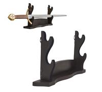 Lord of Battles Espositore per spada medievale in legno massello a un livello, supporto per spada da gladiatore, supporto per spada Katana, realizzato a mano in vero legno di teak (tavolo a 2 livelli)