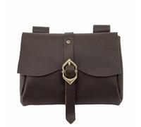 Lord of Battles Medieval Bag Genuine Buff Leather Bag Belt Pouch Renaissance Costume Waist Bag Roleplaying Cosplay Costume Messenger Belt Bag for Him/Her (Brown)