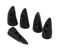 Lord Of Battles Set di 5 bottoni medievali in vero corno per cappotti e giacche, in corno lucido a forma di dente (3 cm, nero)
