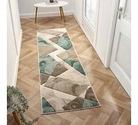Lord of Rugs Orbit, Tappeto geometrico con design intagliato 3D, morbido e resistente, per soggiorno, camera da letto, zona soggiorno, camera da letto, tappeto moderno (runar beige verde, 230 x 60 cm)