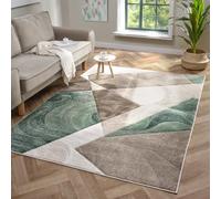 Lord of Rugs Orbit - Tappeto geometrico intagliato 3D, morbido e resistente, per soggiorno, camera da letto, zona soggiorno, camera da letto, tappeto moderno (runar beige verde, 200 x 290 cm)