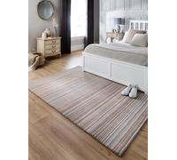 Lord of Rugs Tappeto in lana a righe per case moderne e contemporanee, soggiorno, camera da letto, sala da pranzo, morbido, fatto a mano, colorato, a righe, beige, medio, 120 x 170 cm