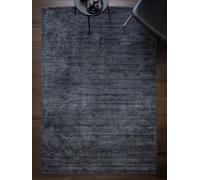 Lord of Rugs Tappeto intrecciato a mano in lana e viscosa con trama alta-bassa, motivo moderno a linea organica a tinta unita, morbida lucentezza, per soggiorno e camera da letto (colore: blu petrolio