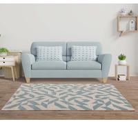 LordofRugs Muse - Tappeto per soggiorno, camera da letto, sala da pranzo, casa, stile retrò, geometrico, morbido, a pelo corto, MU03, forme blu, medio, 120 x 170 cm