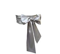 LORDRIE Cinture a fascia in raso da donna per abiti da damigella d'onore da sposa cinture in vita per occasioni speciali, Argento, Medium