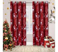 LORDTEX Tende natalizie con stampa di cervi e neve, per soggiorno e camera da letto, tende oscuranti con isolamento termico, tende per finestre con riduzione del rumore, lunghe 133 x 249 cm, rosso
