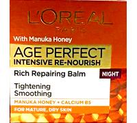 L'Oreal Age Perfect Intensivo Renourish Manuka Miele Crema Notte, 50 ML Età 60+