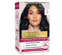 L’Oréal Paris Tinta Excellence – Acido ialuronico, 100% copertura capelli bianchi – Nero (1 pz)