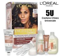 L’Oréal Paris Colorazione Permanente, Copertura dei Capelli Bianchi a Lungo, Risultato Naturale e Luminoso, Formula senza Ammoniaca, Excellence Universal Nude, Tonalità: Castano Chiaro (5U)