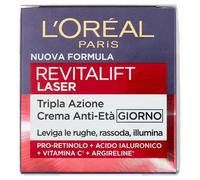 L'Oréal Paris Crema Viso Giorno Revitalift Laser, Per Tutti i Tipi di Pelle, Azione Antirughe e Anti-Età, Pelle più Soda e Tonica, Con Acido Ialuronico, Vitamina C e Pro-Retinolo, 50 ml