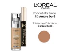 L'Oréal Fondotinta Accord Parfait 7D + Mascara Voluminous Nero Carbone - Set makeup