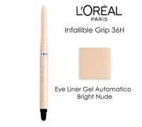 L'Oréal Paris Matita Automatica in Gel, Tratto Sfumabile, Tenuta Fino a 36h, Finish Illuminante, Sfumino Integrato, No Transfer, Infaillible 36H Grip Liner, Tonalità: Bright Nude