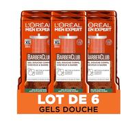 L'Oréal Men Expert Barber Club Gel Doccia Corpo, Capelli e Barba Uomo 3 in 1-300 ml - Set di 6