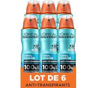 L'Oréal Men Expert Cool Power Deodorante Spray Fresco, 150 ml, confezione da 6