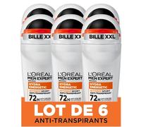 L'Oréal Men Expert - Deodorante a sfera anti-odori, per uomo, efficacia 72 ore, senza alcool, Hydra Energetic Extreme Sport, 50 ml (confezione da 6)