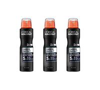 L'Oréal Men Expert Deodorante spray 5 in 1 contro la formazione di odori, umidità, batteri e residui bianchi per fino a 48 ore di freschezza, Carbon Protect, 3 x 150 ml