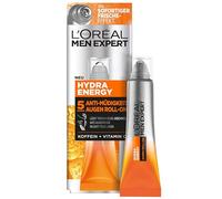 L'Oréal Men Expert Eye Roll-On per pelli stanche da uomo, tonificante cura degli occhi con vitamina C e caffeina, crema idratante anti-fatica Hydra Energy 24 ore su 24, 1 x 10 ml